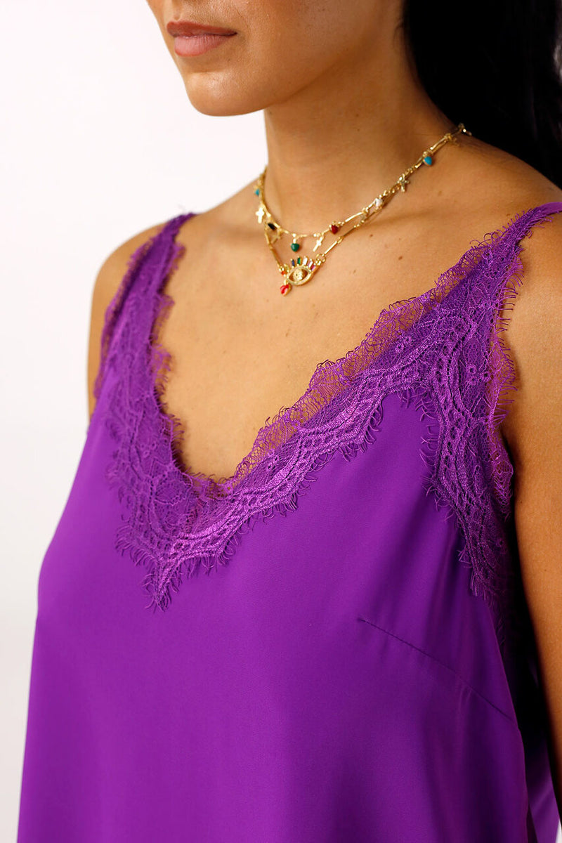 Magenta Soft Touch Lace Cami - FINAL SALE
