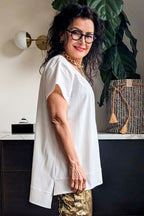 White V-neck T-shirt - Final Sale