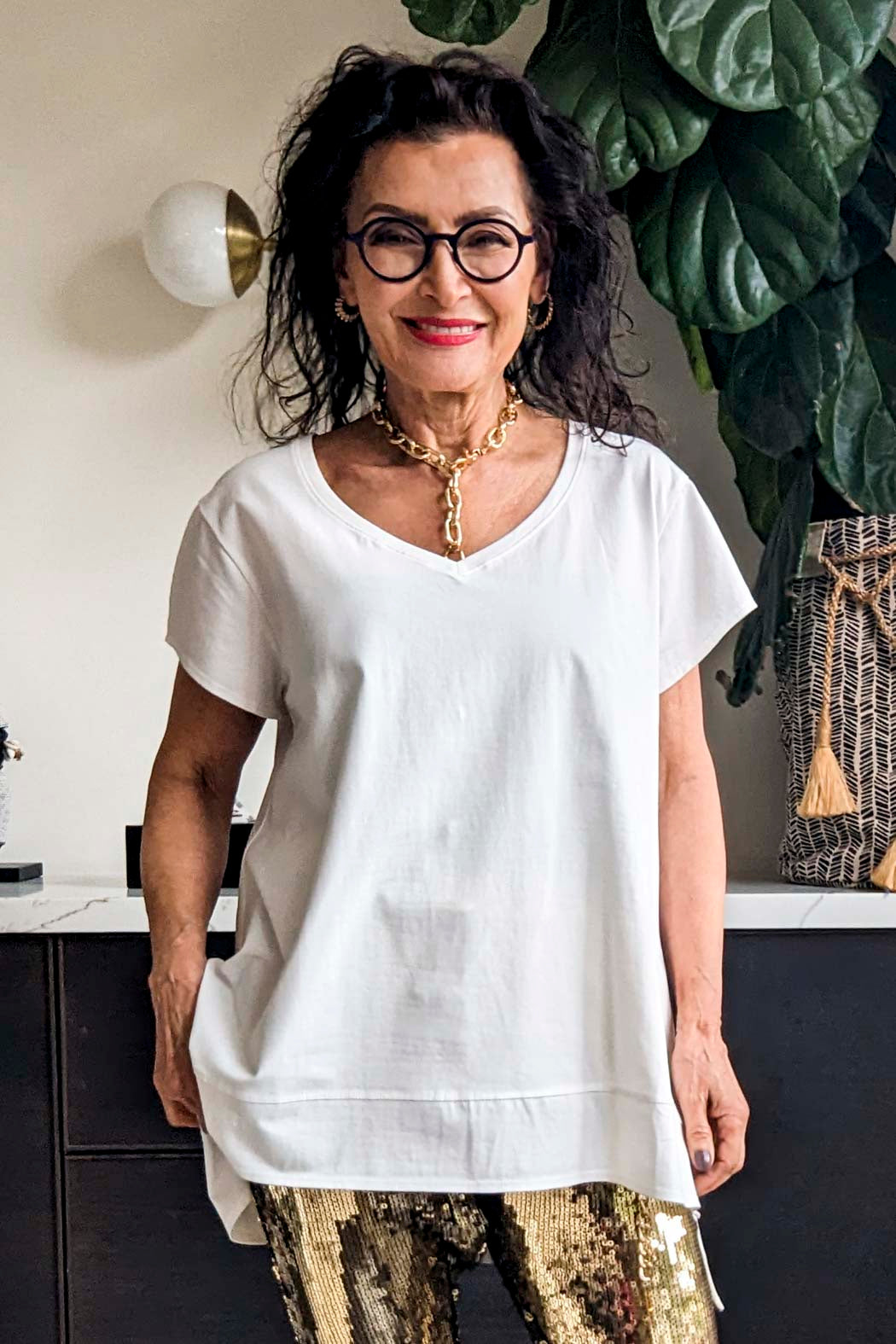 White V-neck T-shirt - Final Sale