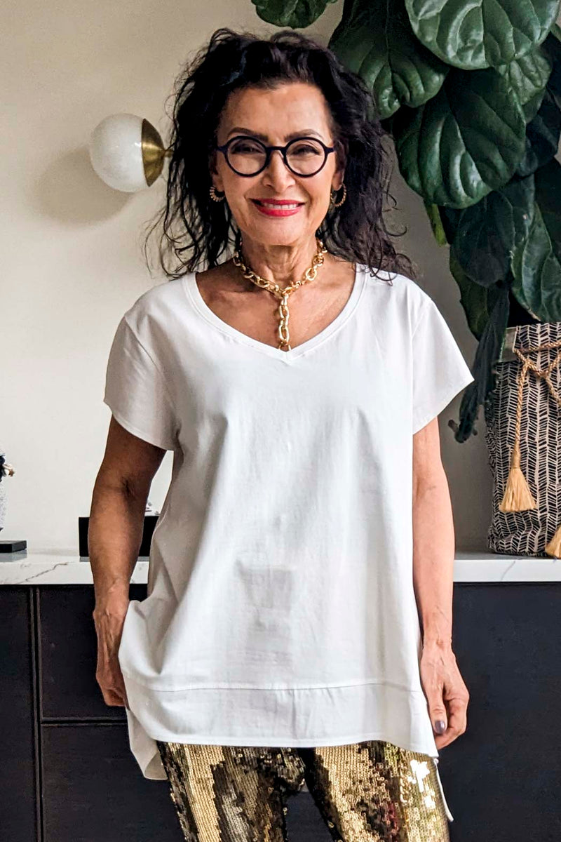 White V-neck T-shirt - Final Sale
