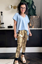 Chambray Blue V-neck T-shirt