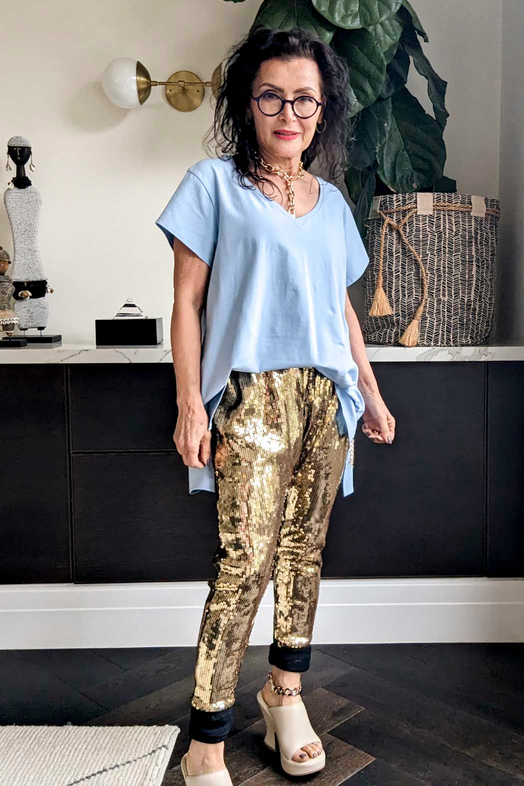 Chambray Blue V-neck T-shirt