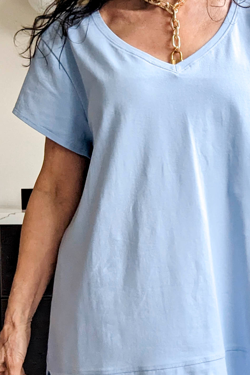 Chambray Blue V-neck T-shirt