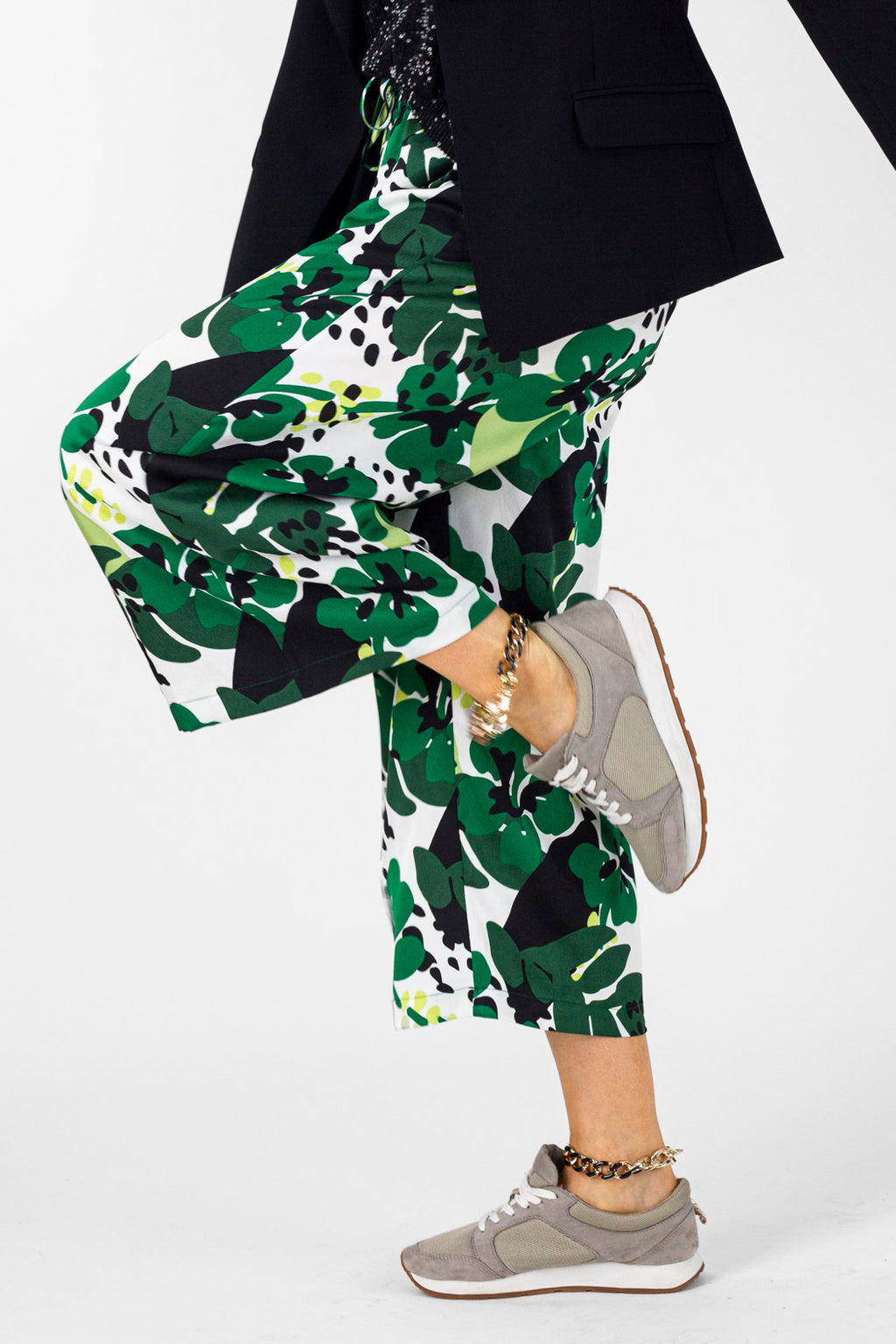 Green Leaf Silky Crop Culottes - Final Sale