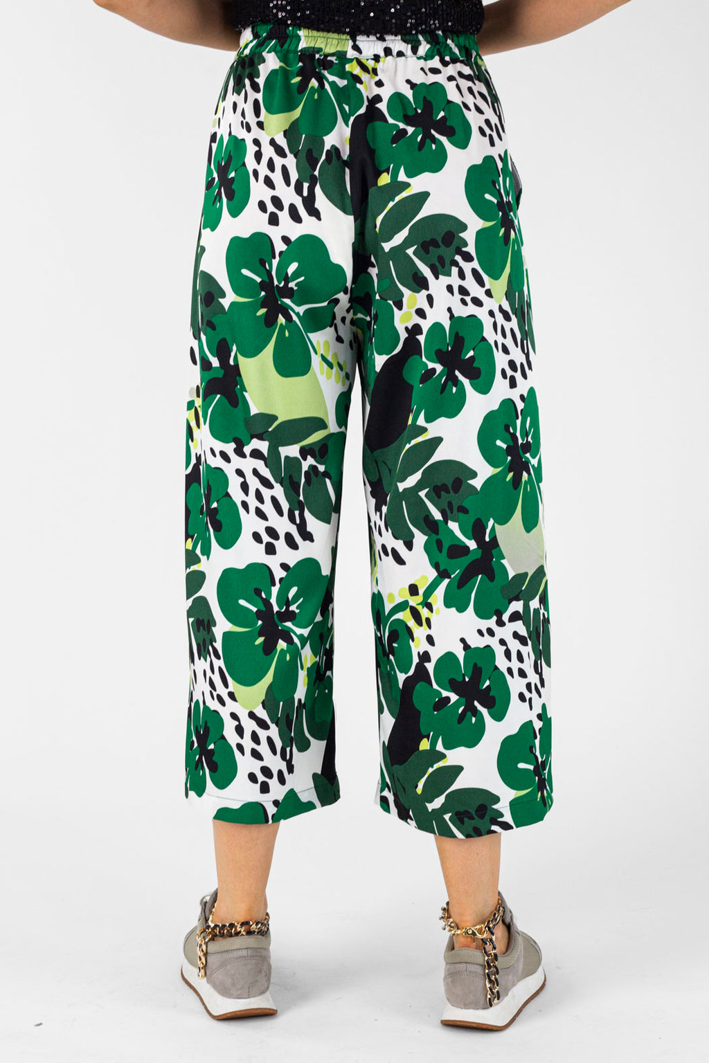 Green Leaf Silky Crop Culottes - Final Sale