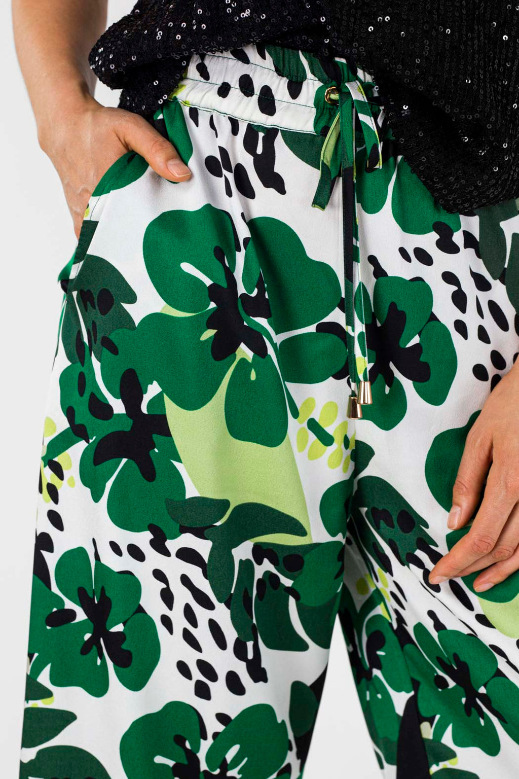 Green Leaf Silky Crop Culottes - Final Sale
