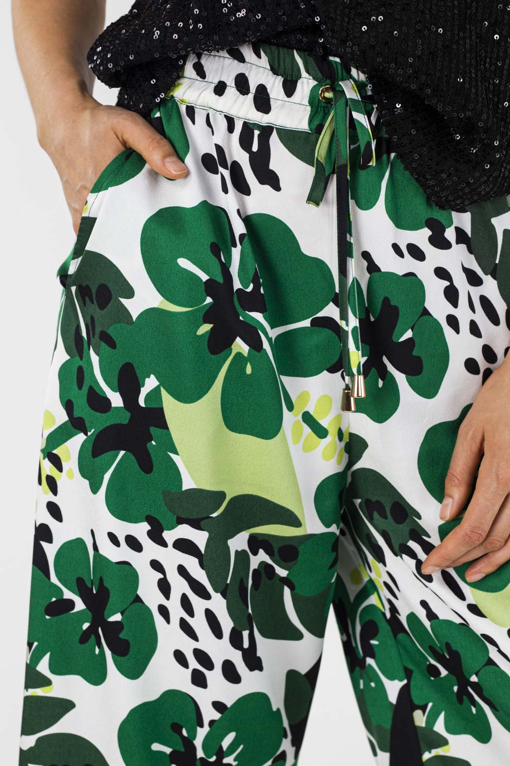 Green Leaf Silky Crop Culottes - Final Sale