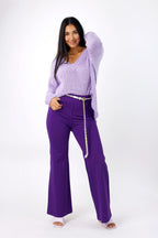 Lilac Fluffy V Neck Jumper - FINAL SALE