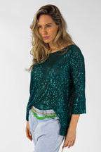 Jade Sequin Raglan Top - Sale