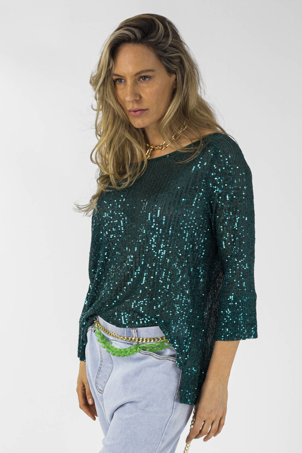 Jade Sequin Raglan Top - Sale