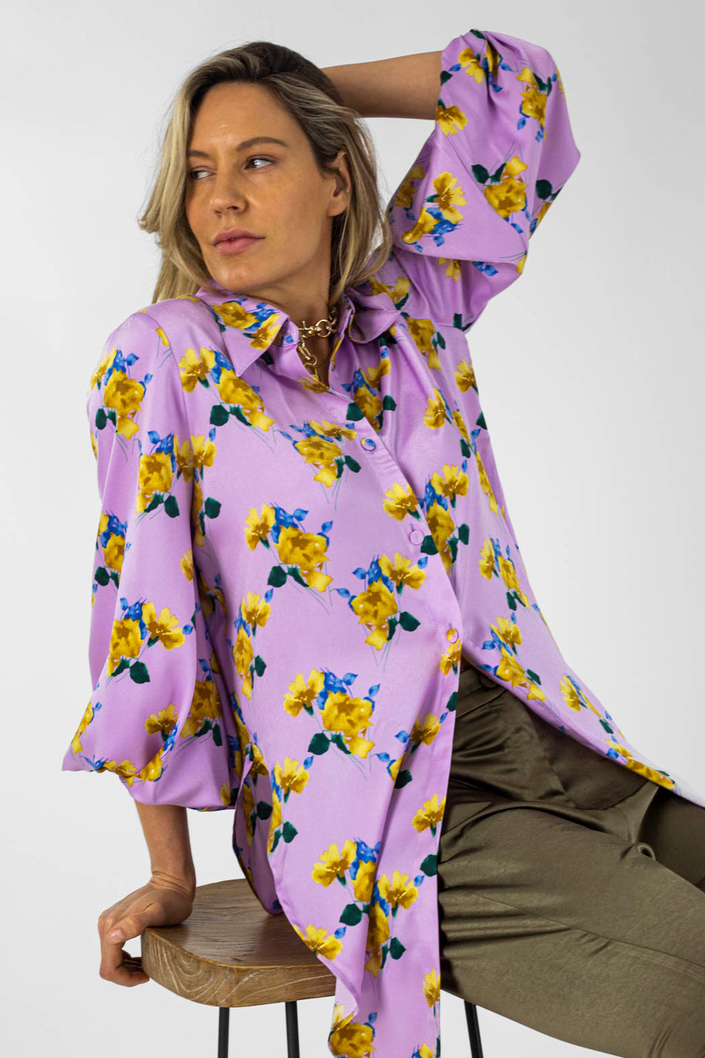Lilac Floral Zhoush Shirt - Final Sale