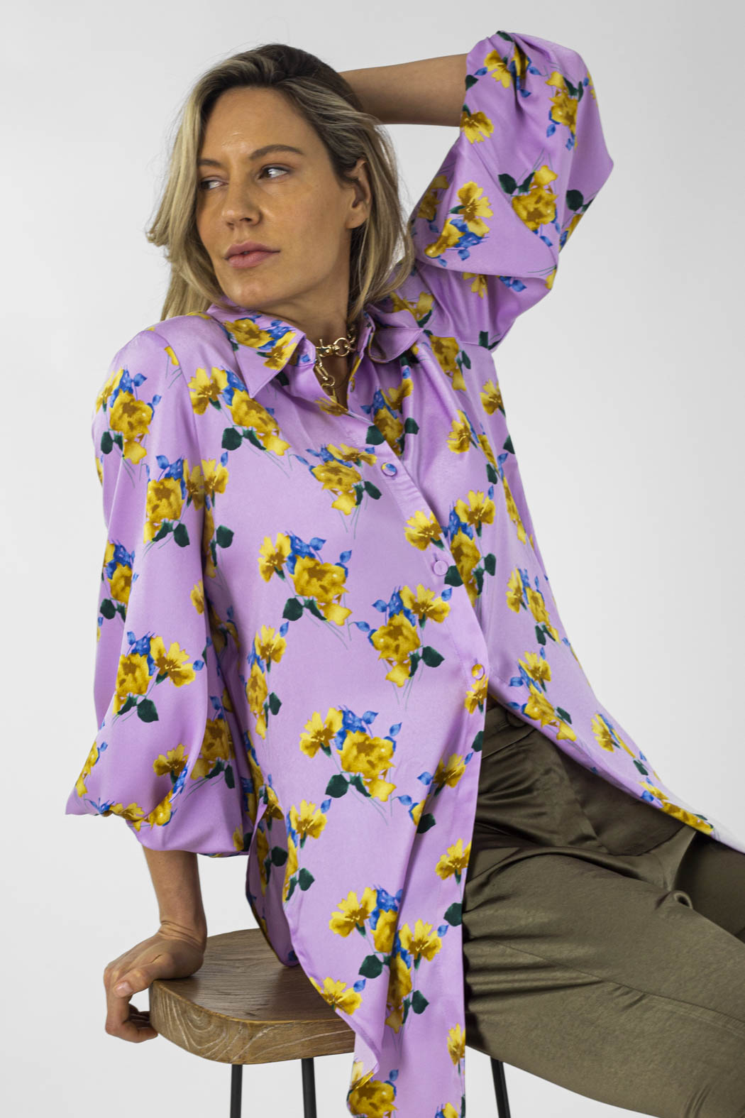 Lilac Floral Zhoush Shirt - Final Sale