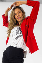 Red Shimmer Sisca Blazer - Sale