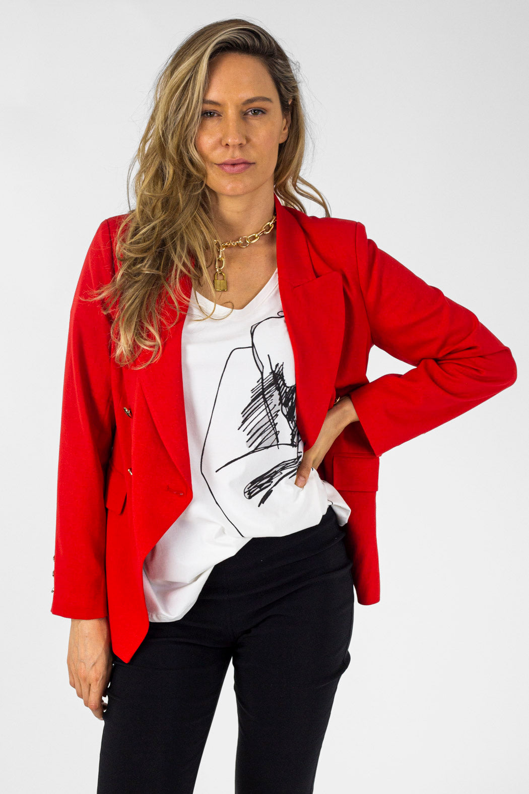 Red Shimmer Sisca Blazer - Sale