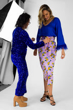 Lilac Floral Silky Wrap Skirt - Final Sale