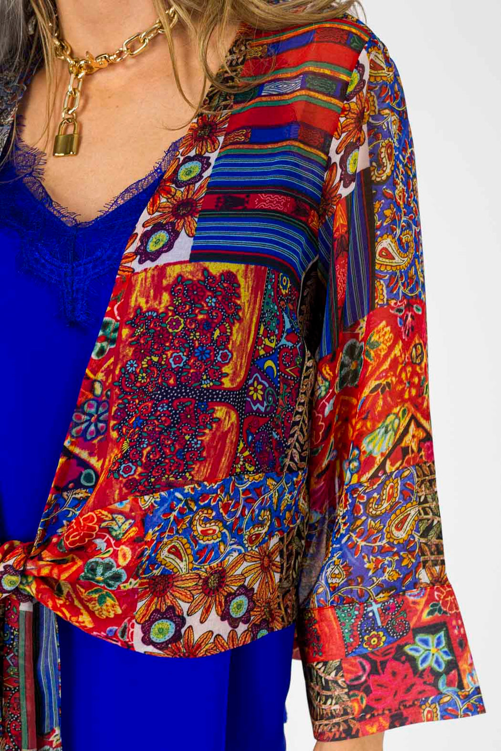 Red Floral Tie Front Bolero - Final Sale