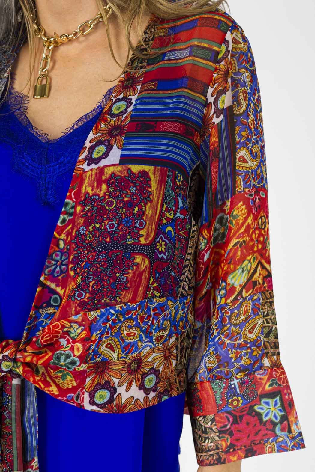 Red Floral Tie Front Bolero - Final Sale