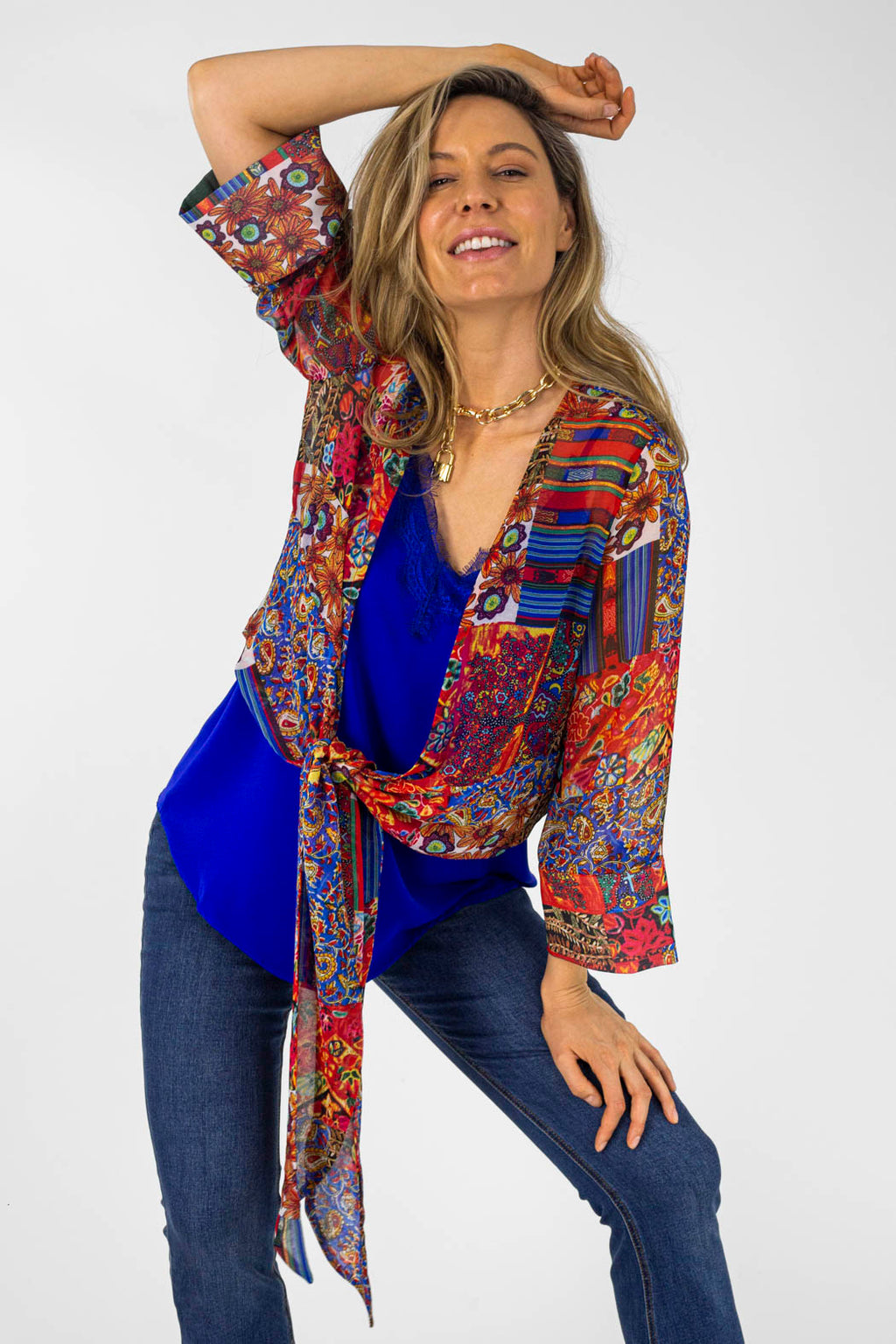 Red Floral Tie Front Bolero - Final Sale