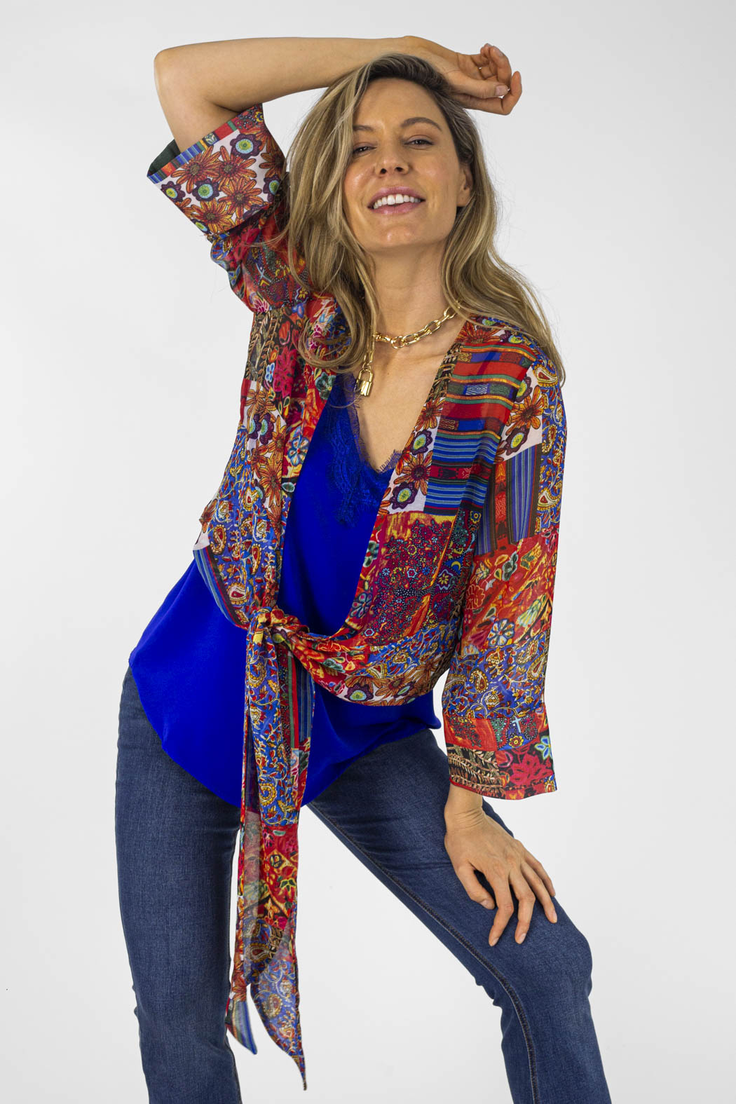 Red Floral Tie Front Bolero - Final Sale