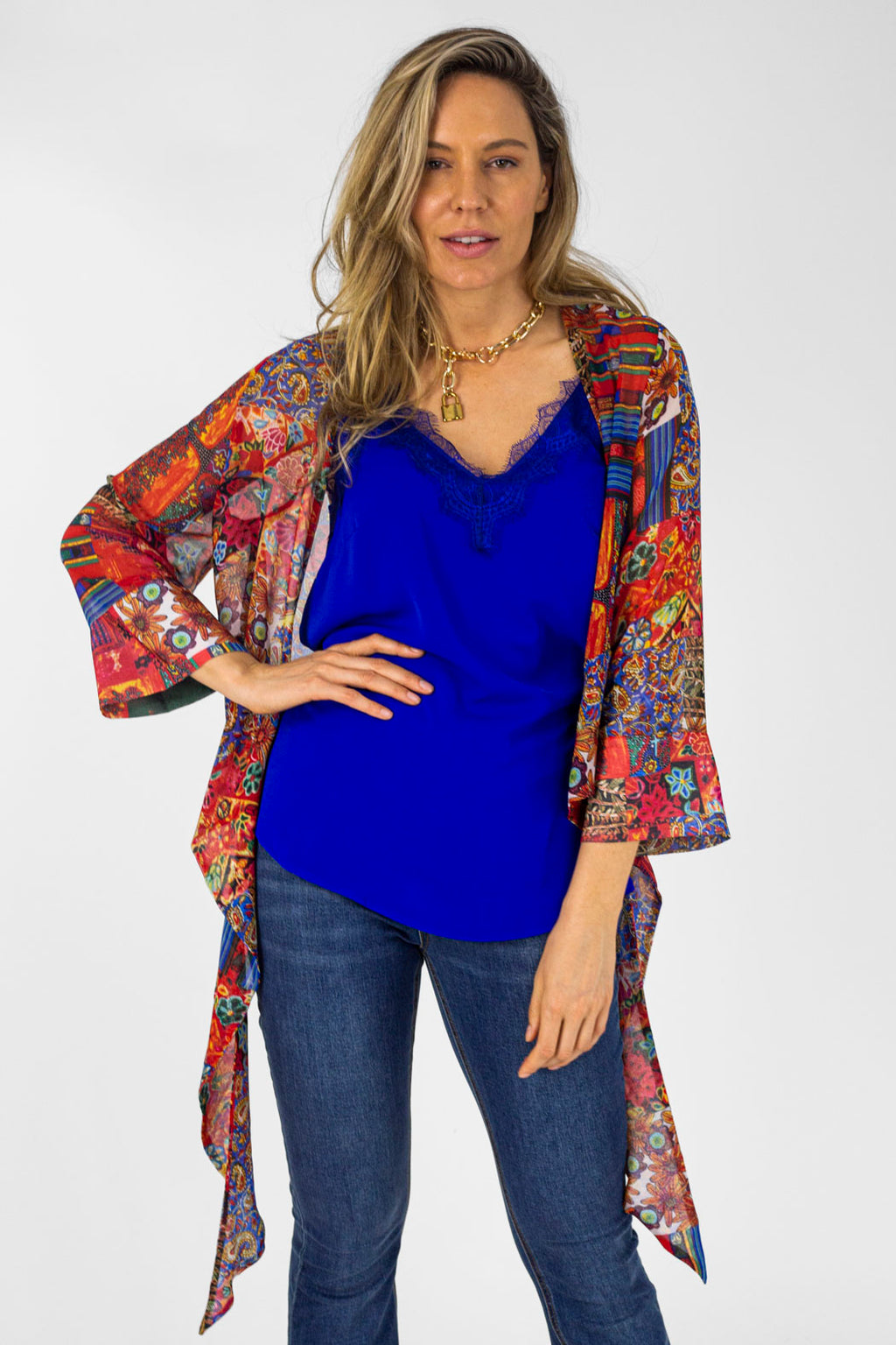 Red Floral Tie Front Bolero - Final Sale