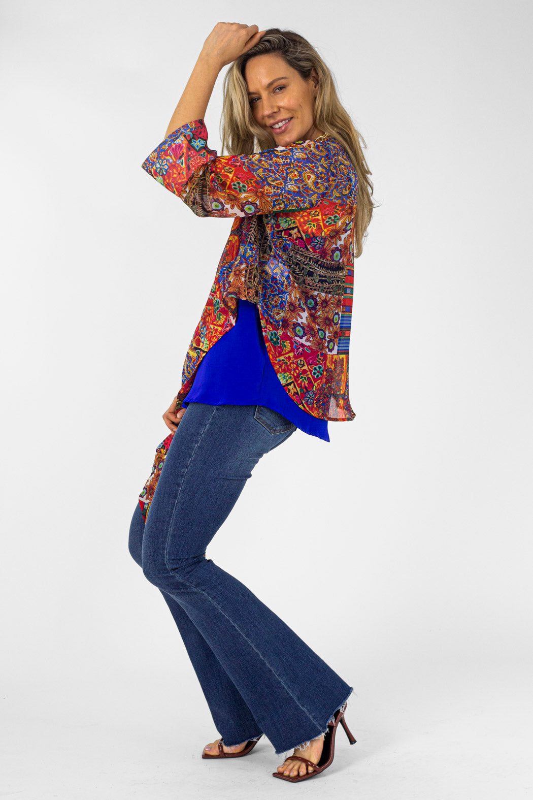 Red Floral Tie Front Bolero - Final Sale