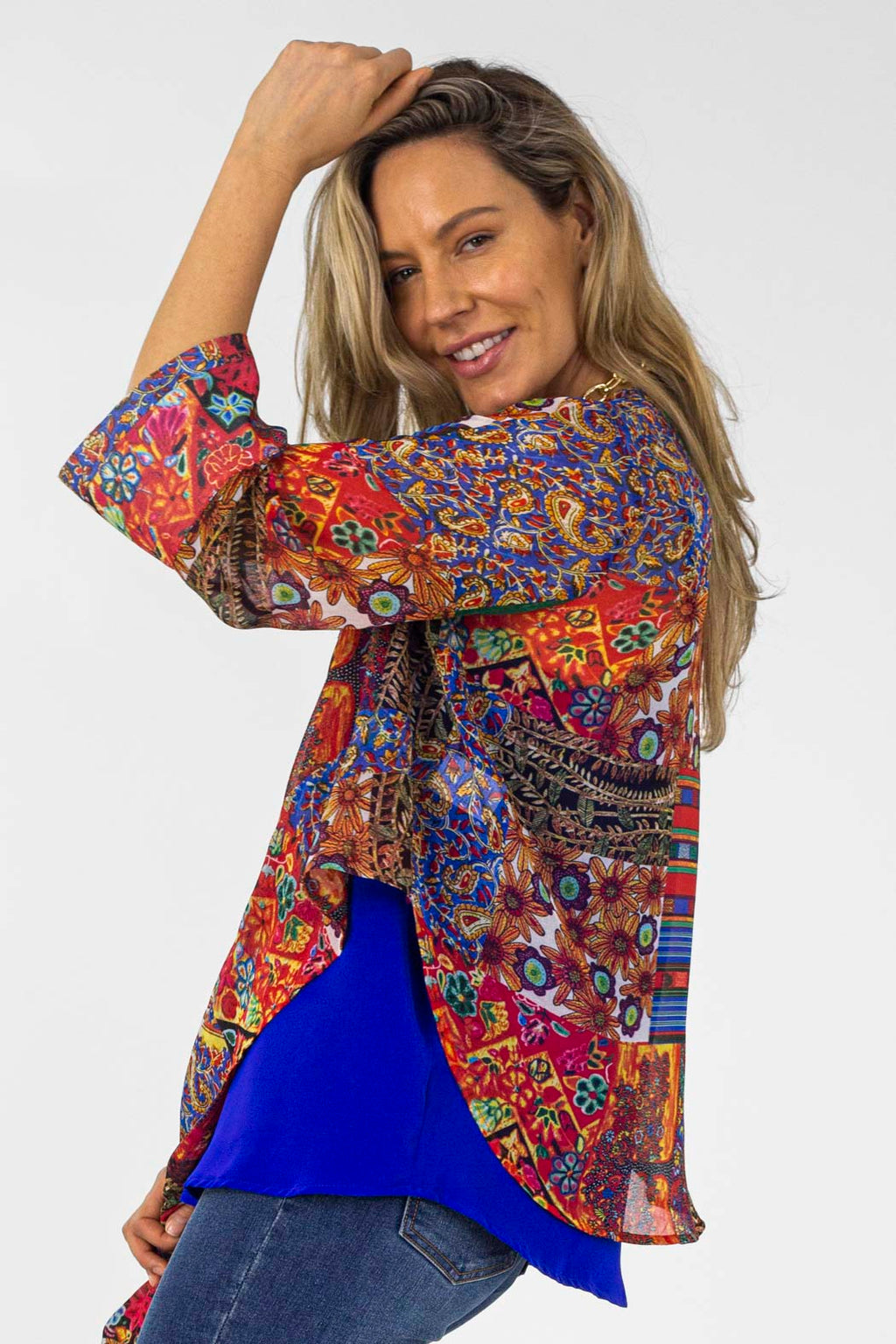 Red Floral Tie Front Bolero - Final Sale