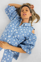 Star Print Chambray Shoulder Shirt - Final Sale