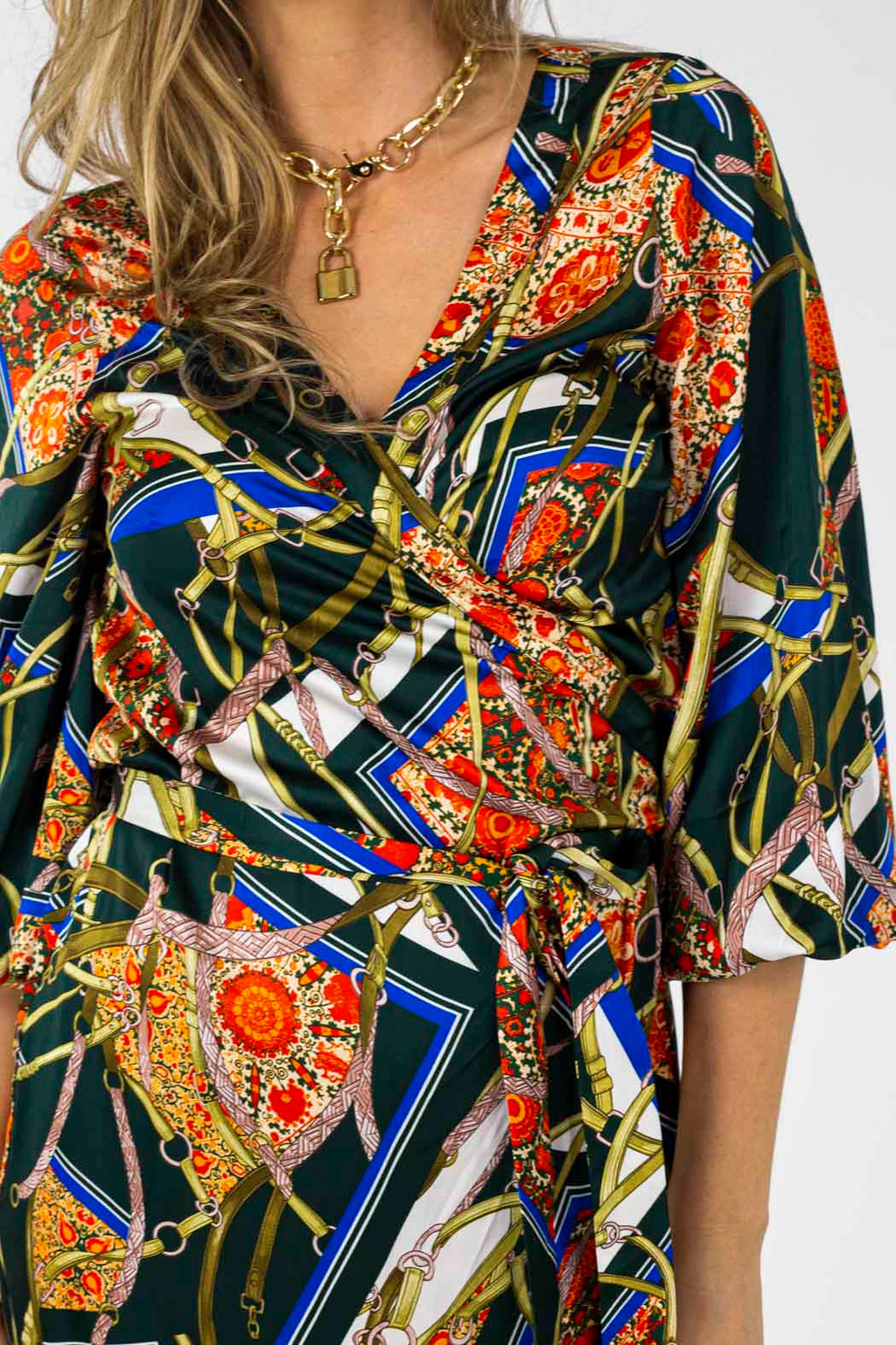 Green Bridle Silky Wrap Dress - Final Sale