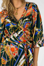 Green Bridle Silky Wrap Dress - Final Sale