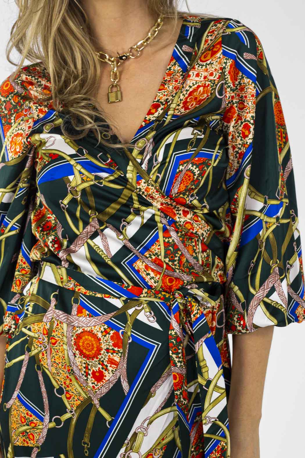 Green Bridle Silky Wrap Dress - Final Sale