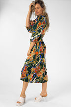 Green Bridle Silky Wrap Dress - Final Sale