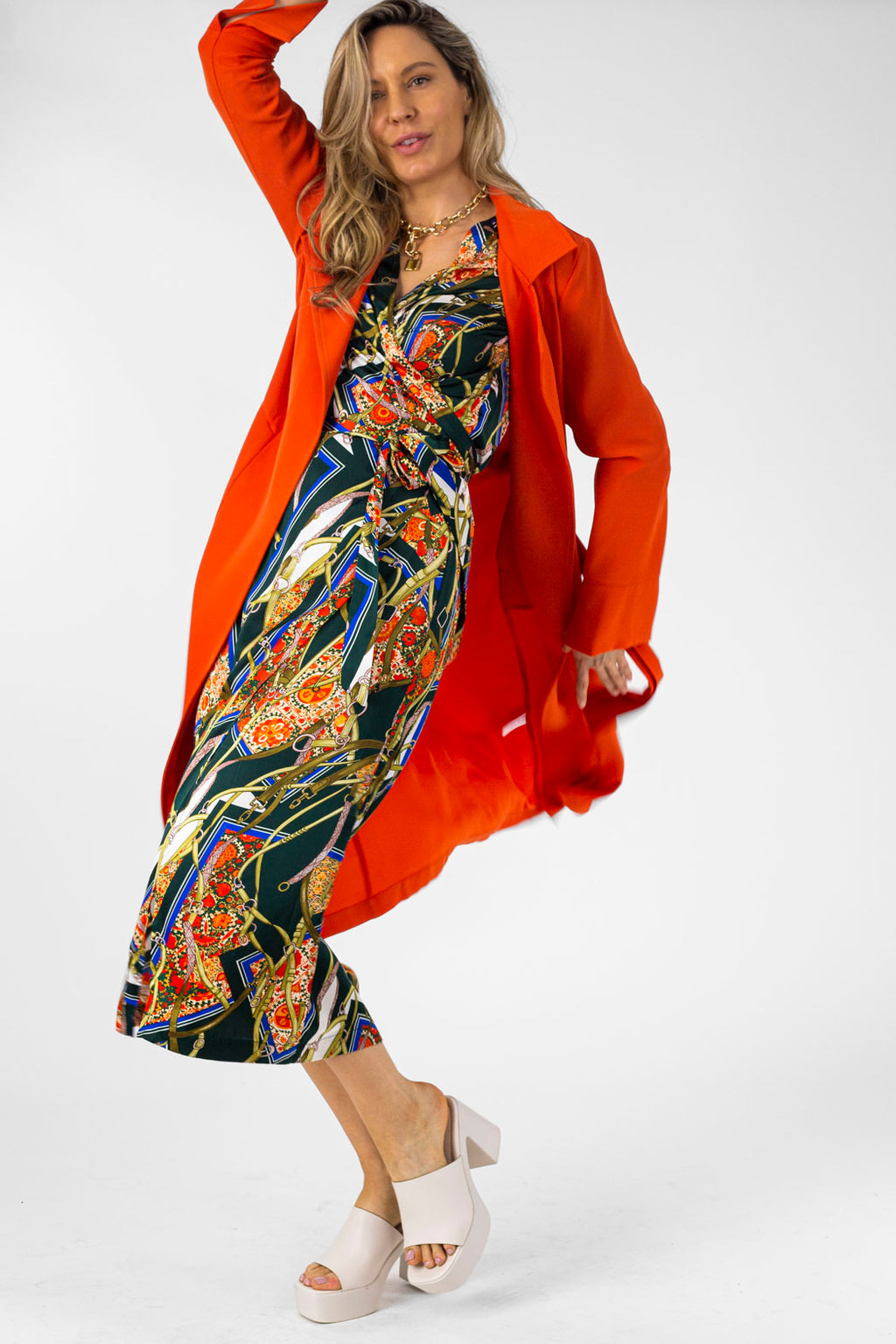 Green Bridle Silky Wrap Dress - Final Sale