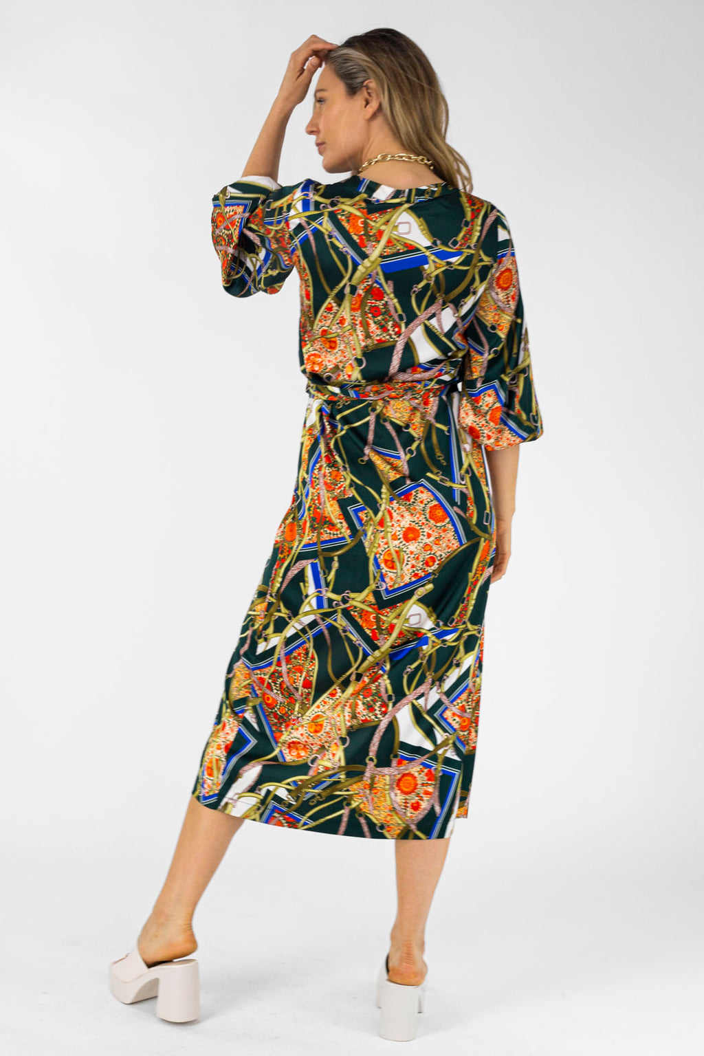 Green Bridle Silky Wrap Dress - Final Sale