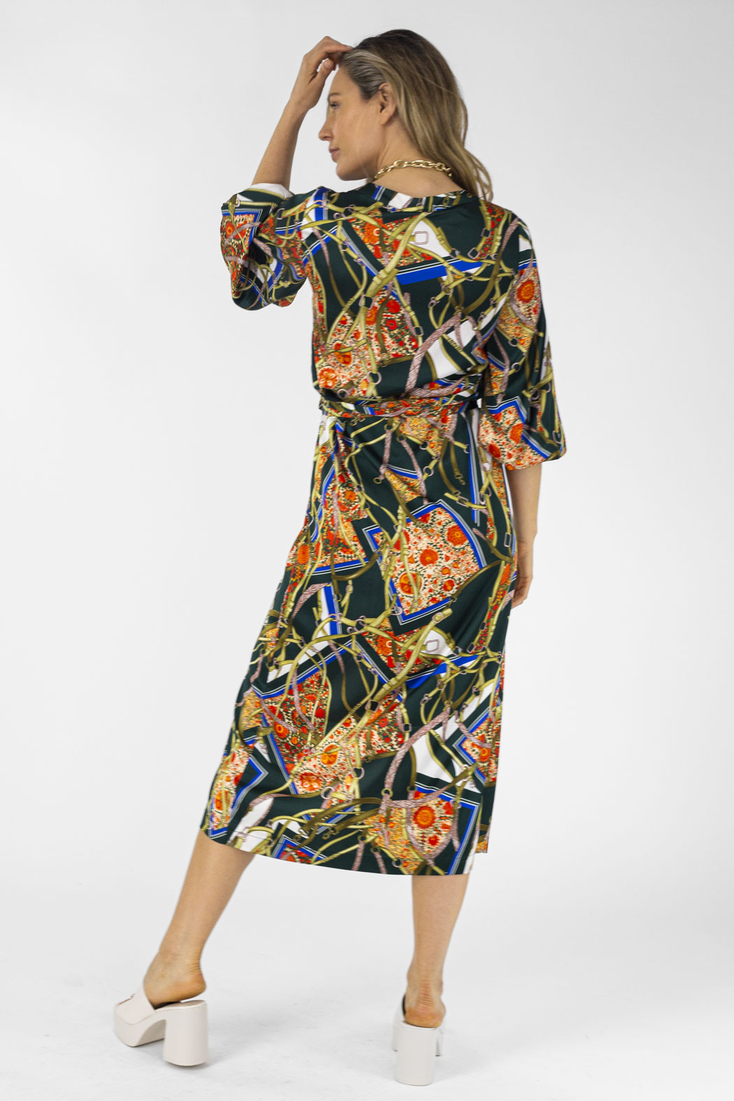 Green Bridle Silky Wrap Dress - Final Sale