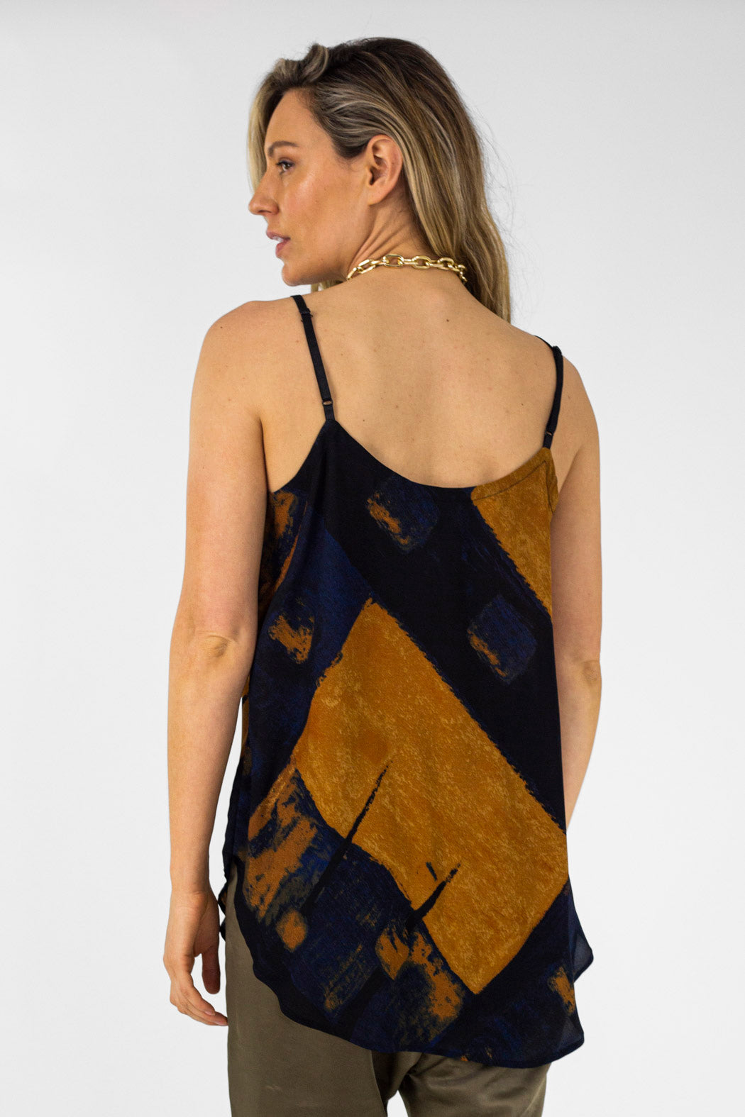 Blue Tan Chiffon Effortless Cami - Final Sale