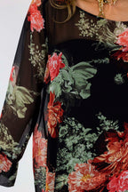 Red Floral Chiffon Tunic - Final Sale
