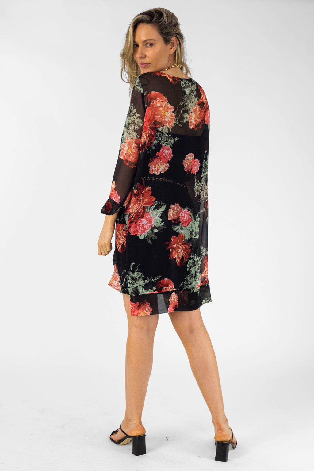 Red Floral Chiffon Tunic - Final Sale