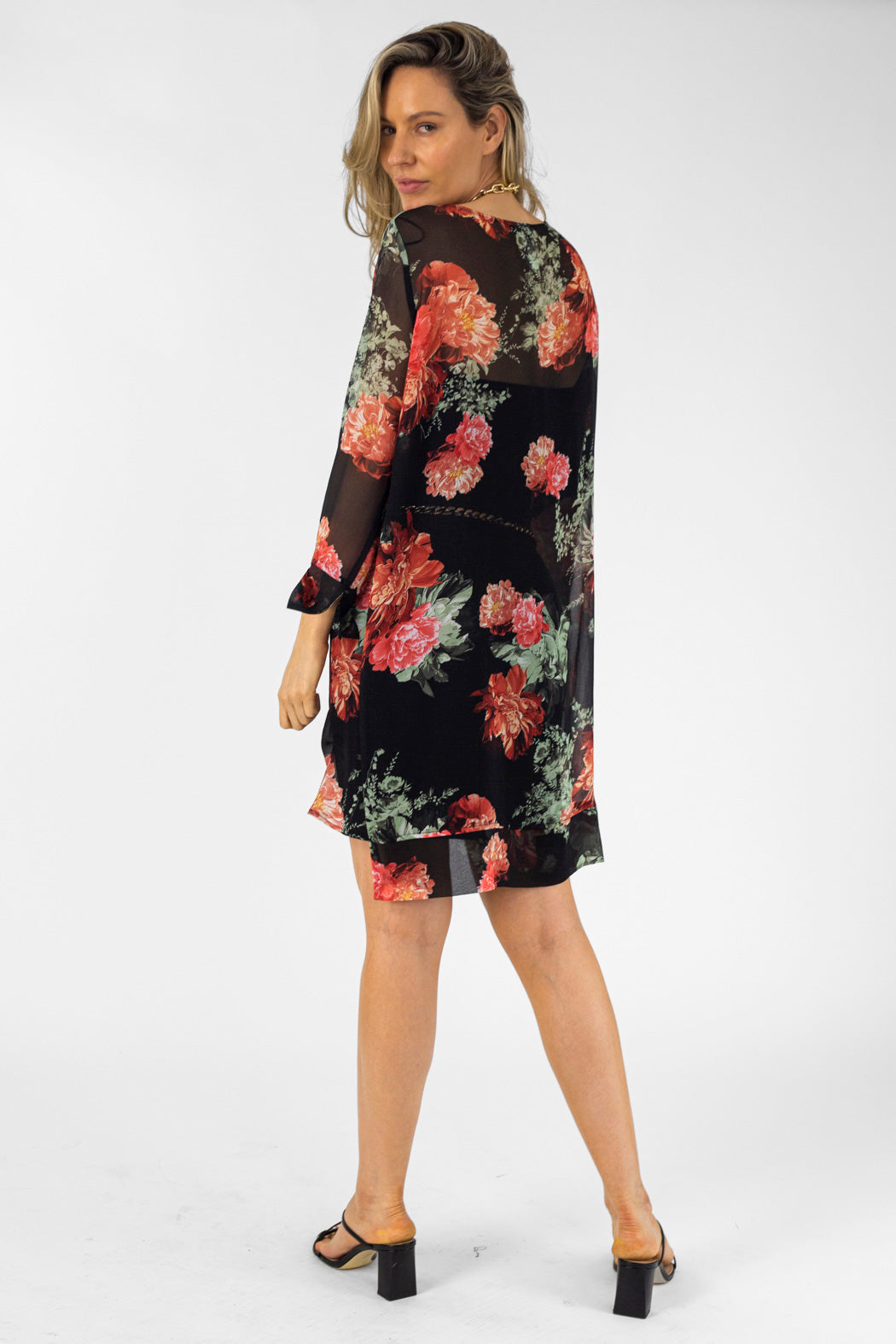 Red Floral Chiffon Tunic - Final Sale