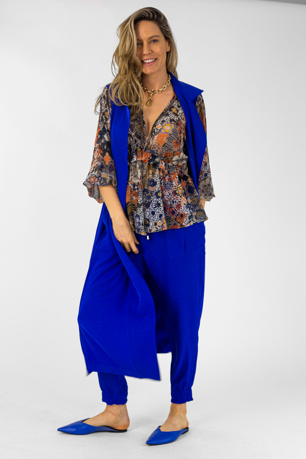 Cobalt Euro Slouch Pants - Final Sale
