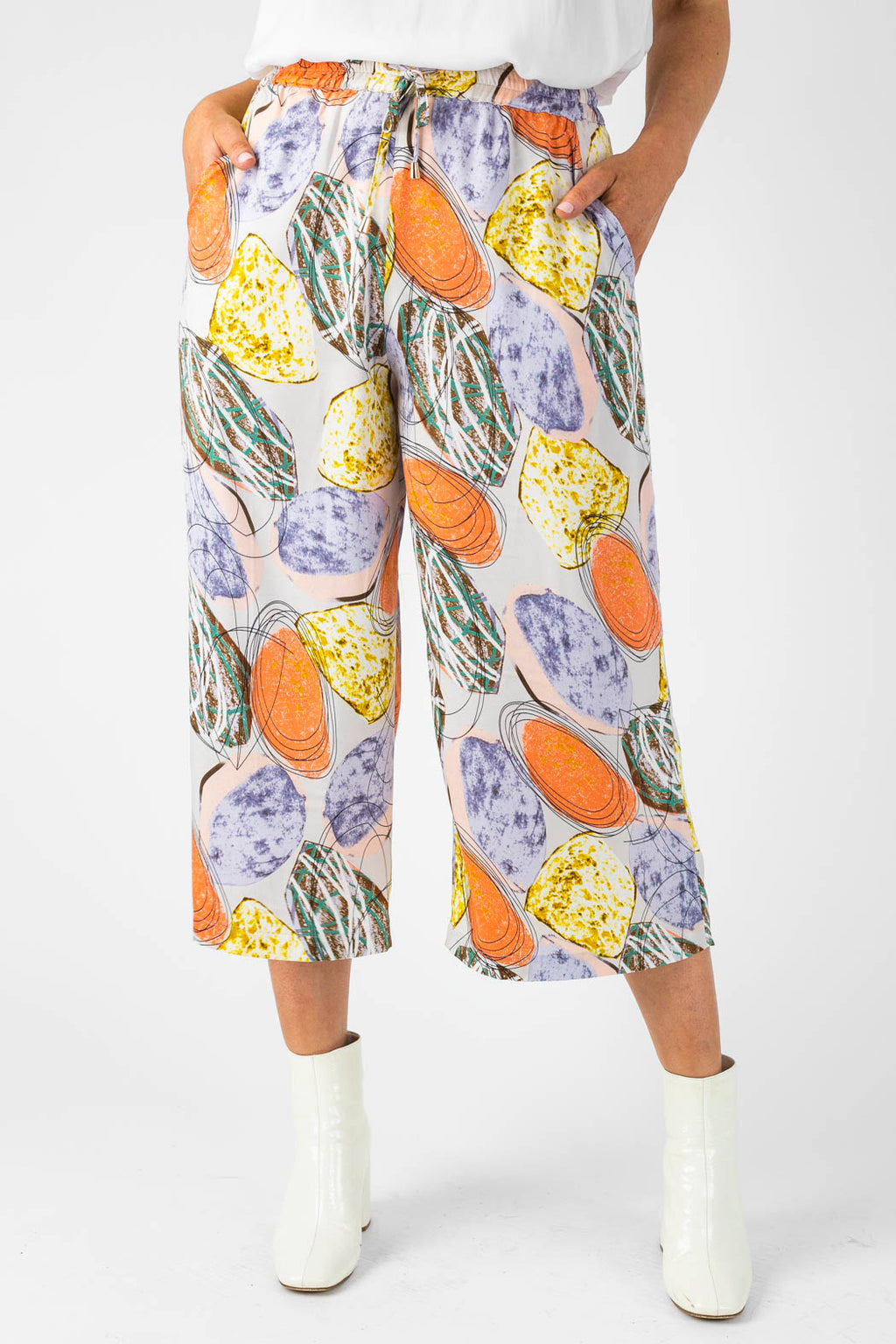 Orange Lilac Silky Crop Culottes - Final Sale