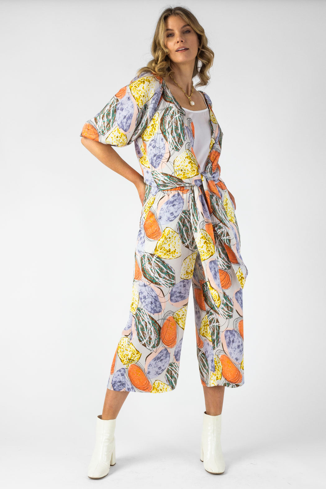 Orange Lilac Silky Crop Culottes - Final Sale