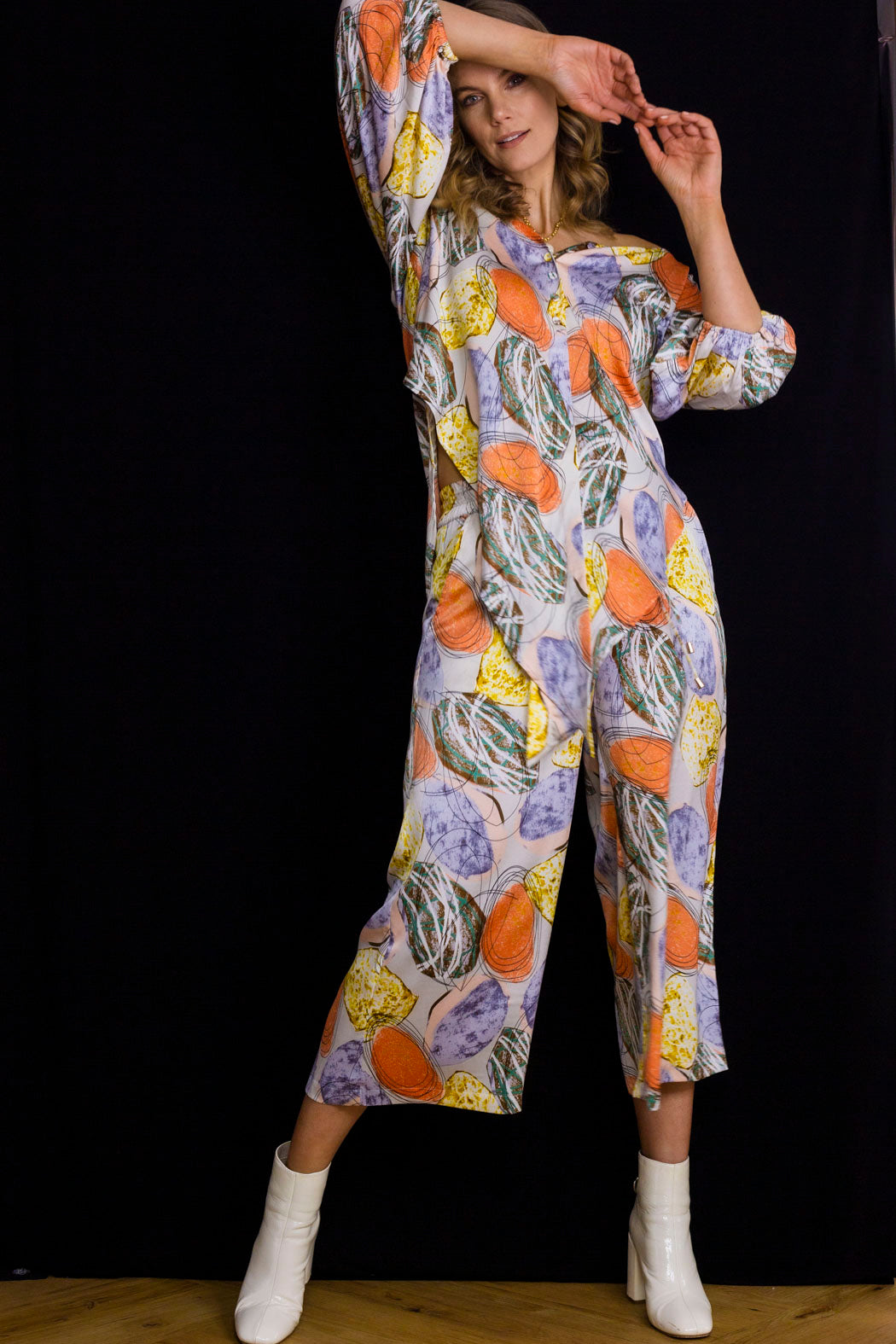 Orange Lilac Silky Crop Culottes - Final Sale