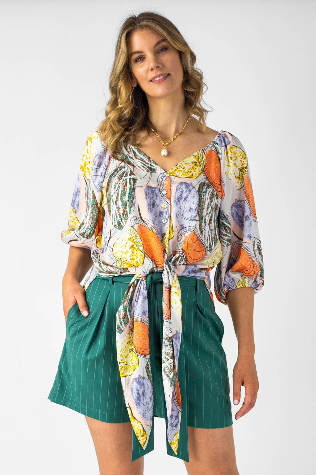 Orange Lilac Bustier Zhoush Shirt