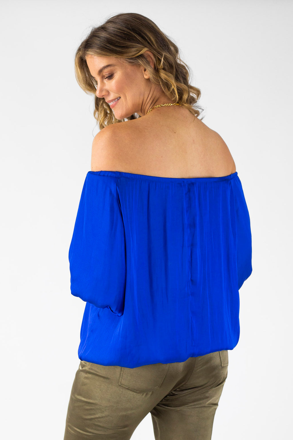 Cobalt Silky Off Shoulder Top - FINAL SALE