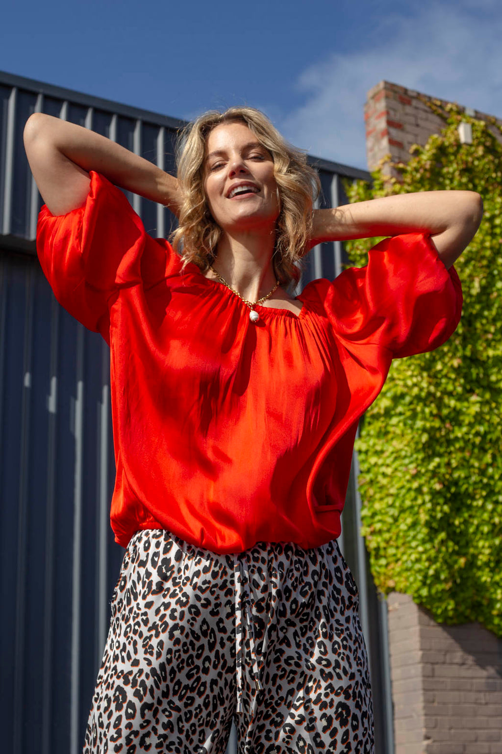 Orange Silky Off Shoulder Top NT