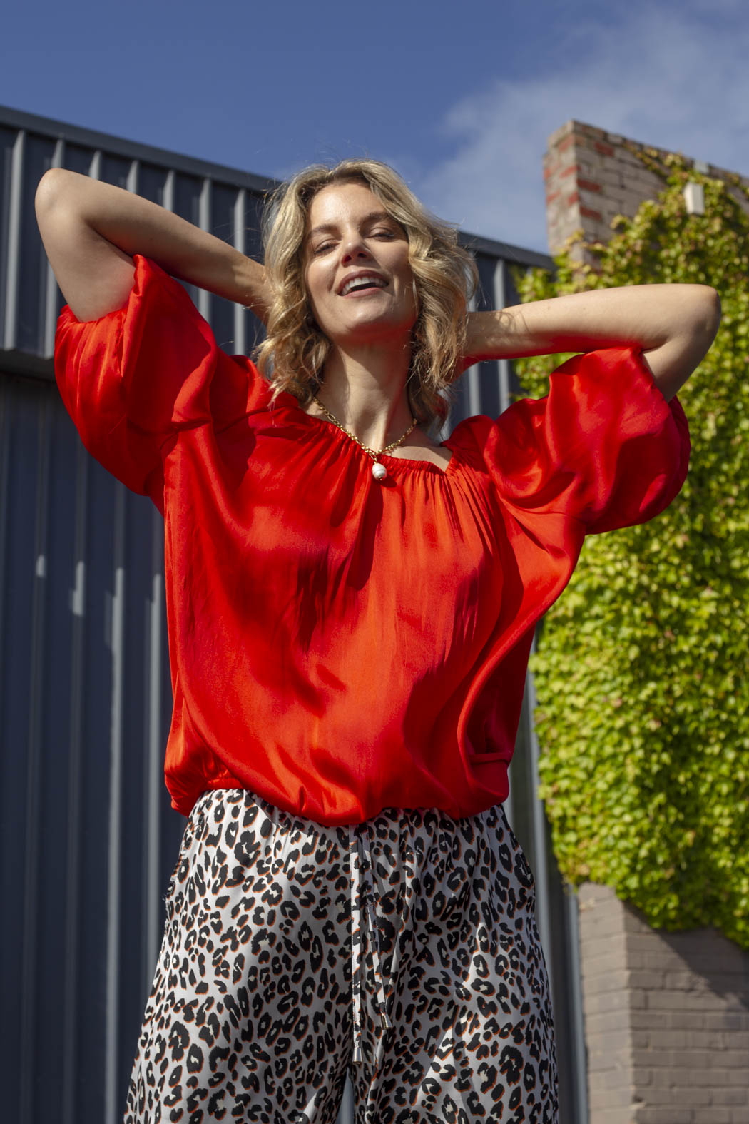 Orange Silky Off Shoulder Top NT