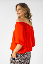 Orange Silky Off Shoulder Top NT