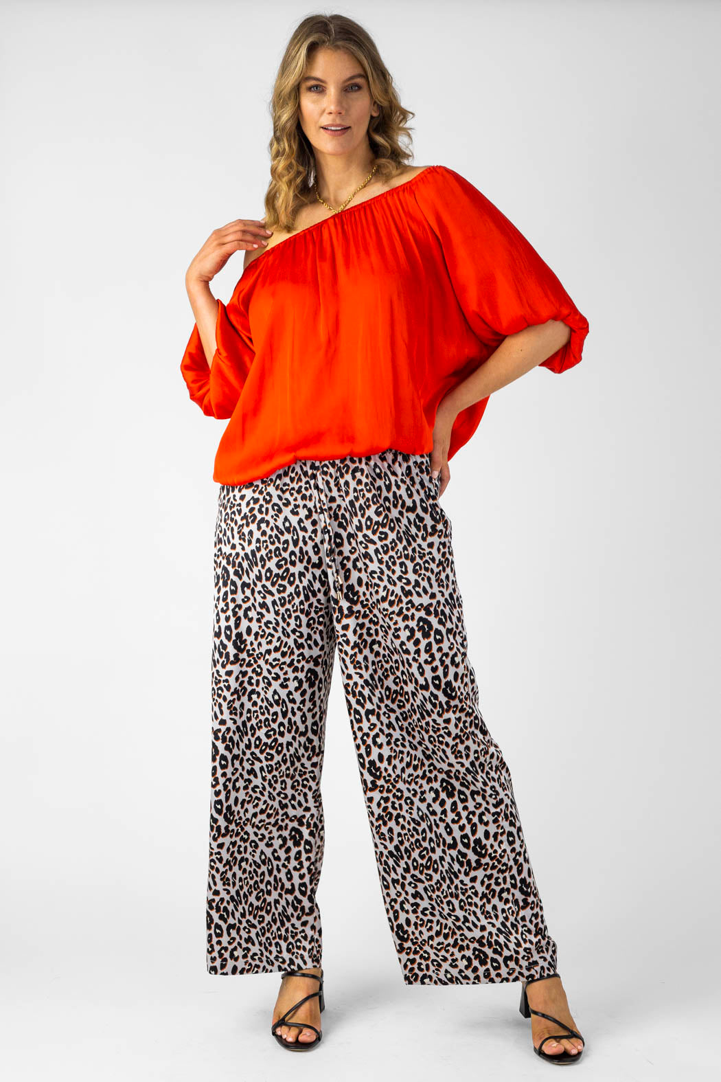 Orange Silky Off Shoulder Top NT