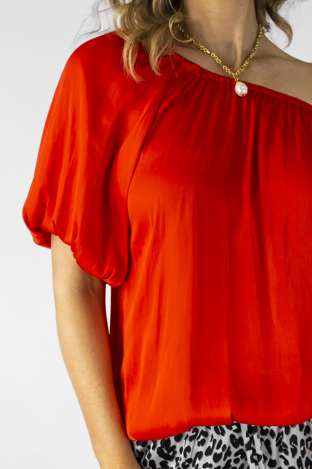 Orange Silky Off Shoulder Top - SALE