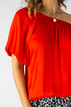 Orange Silky Off Shoulder Top NT